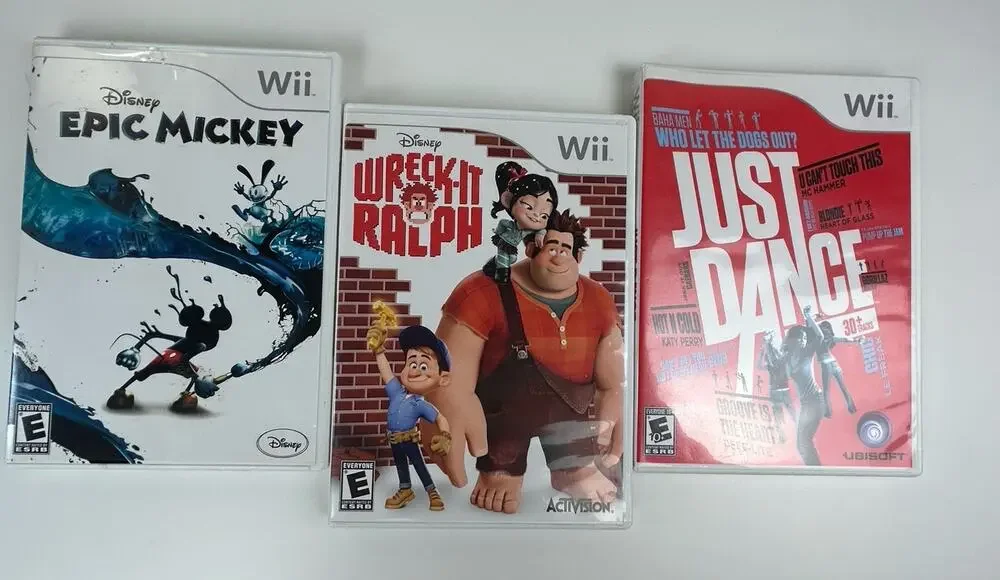 Nintendo Wii Game Lot of 3 Epic Mickey Wreck-It Ralph Just Dance Disney